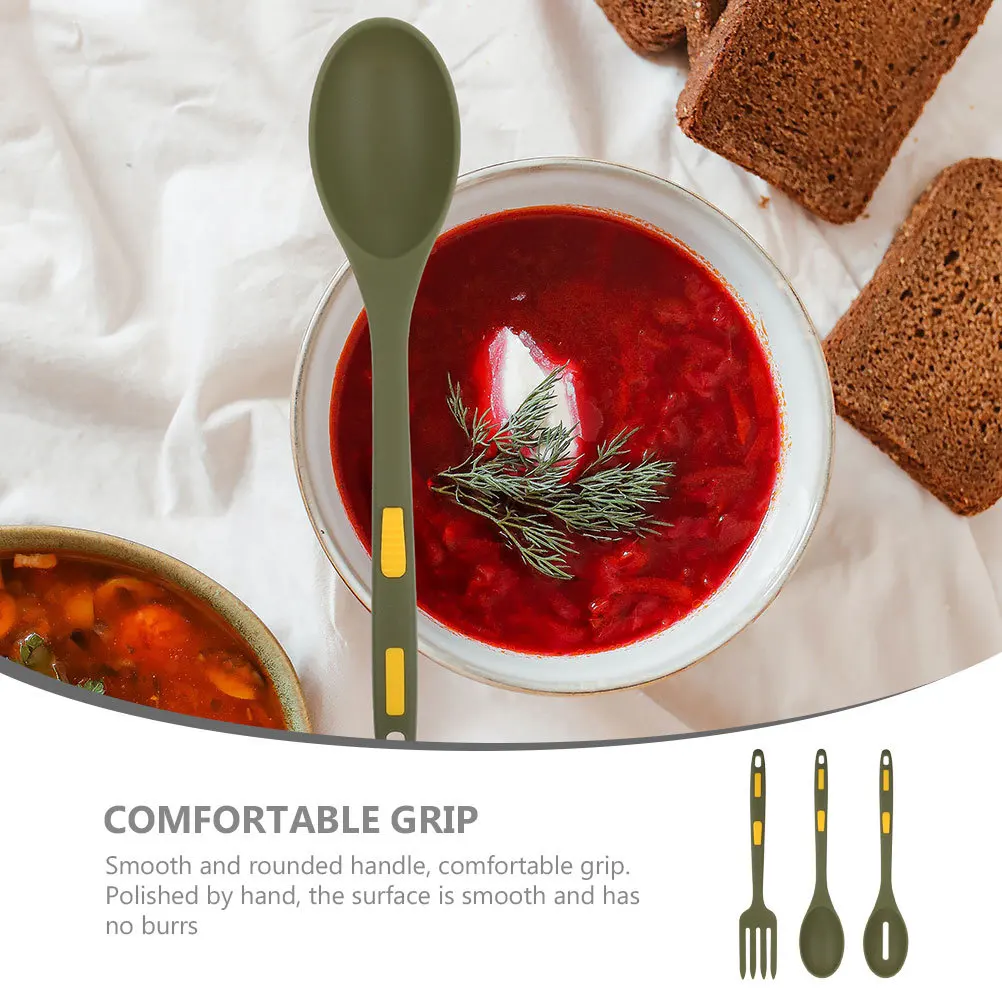 

1Set Practical Reusable Silicone Spoon Fork Set Noodle Spoon Non-Scratch Cooking Utensils for Nonstick Cookware