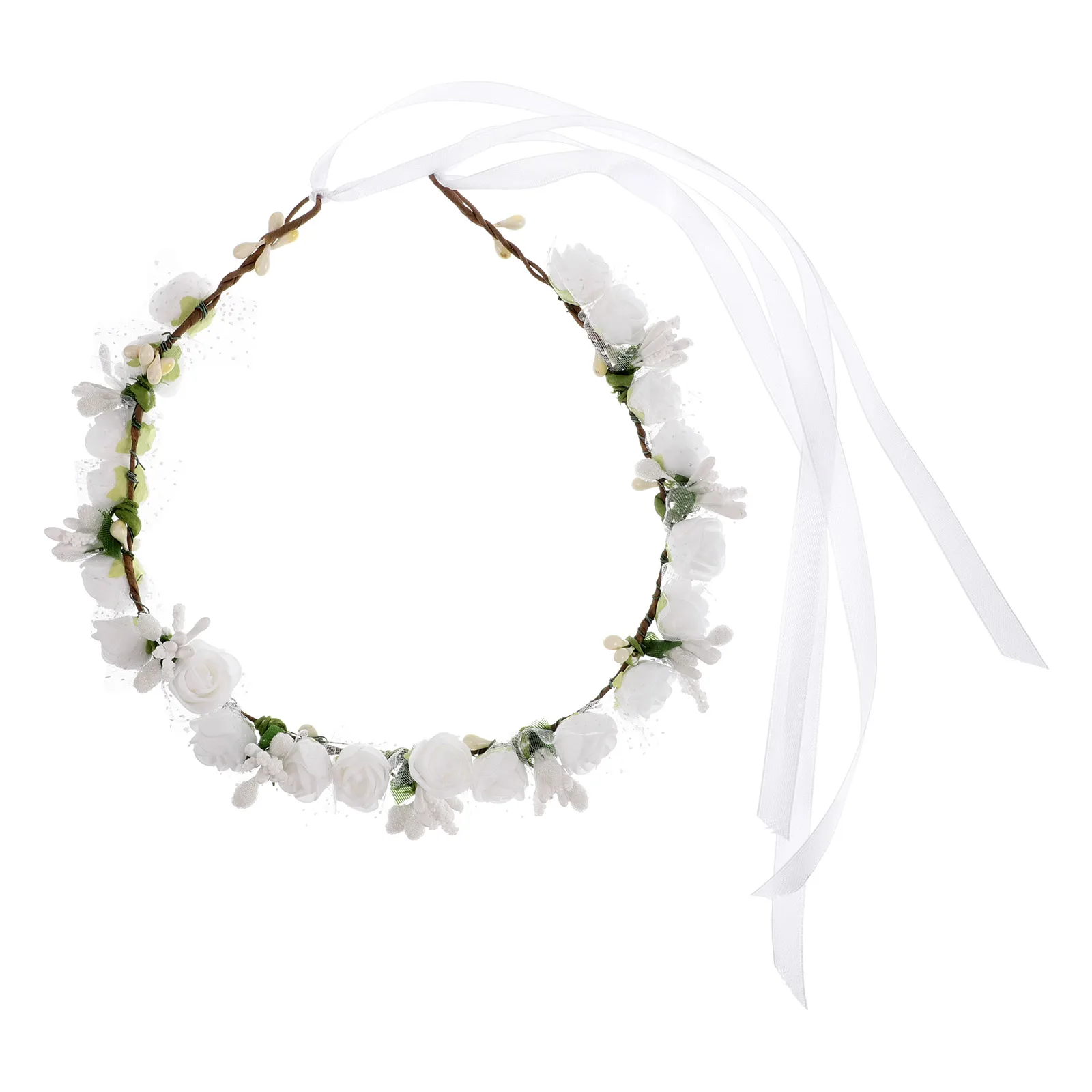 

Floral Headband White Bridal Flower Crown Hair Accessories Wedding Bridesmaid Party Formal Photoshoot Beach Prop