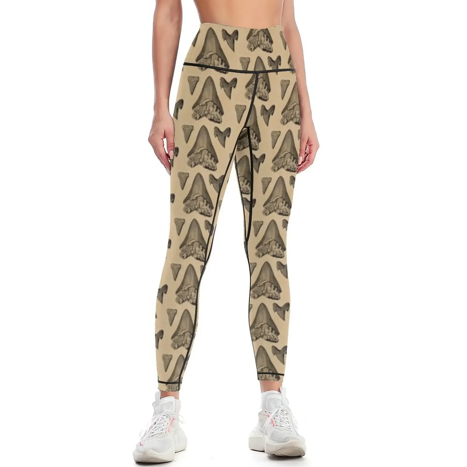 

Vintage Fossil Shark Teeth Leggings active wear Women's pants Women's trousers Womens Leggings