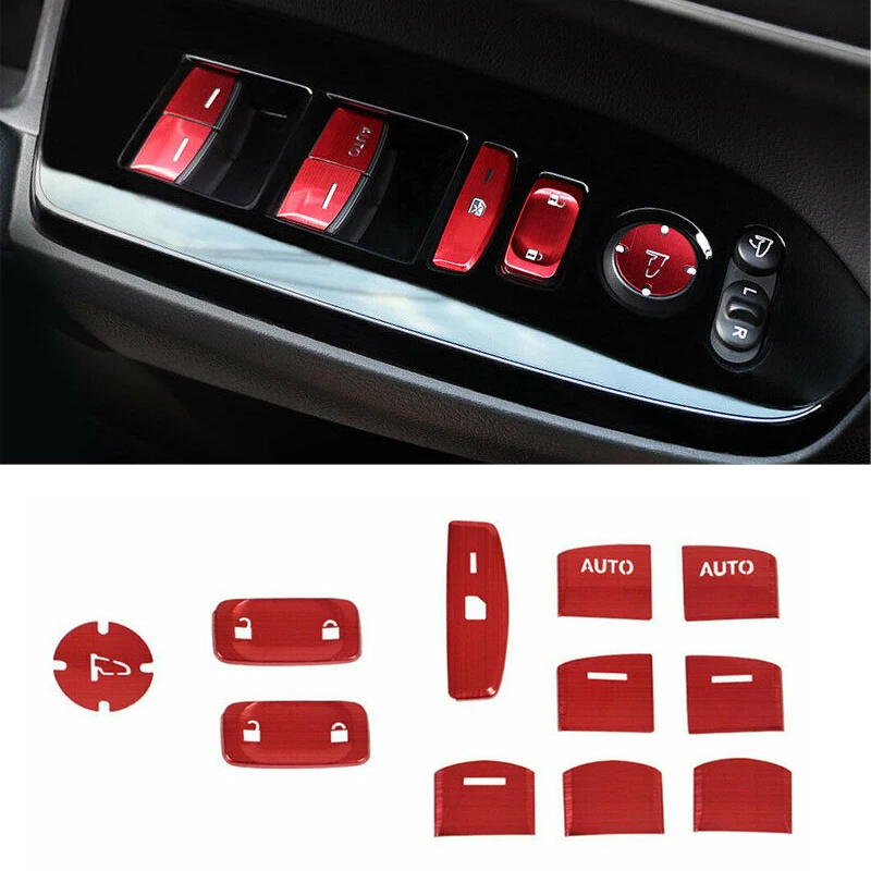 1 Set Car Red Window Switch Control Button Cover Trim Kit without Heating Button Hole Fit for Honda CR-V 2017 2018 2019