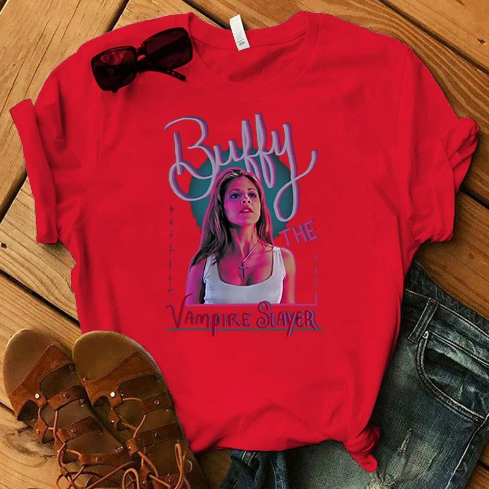 Vampire Graphic T Shirt Women Fashion Shirt Summer Casual Cozy Short Sleeve Tee Buffy Shirt Tops