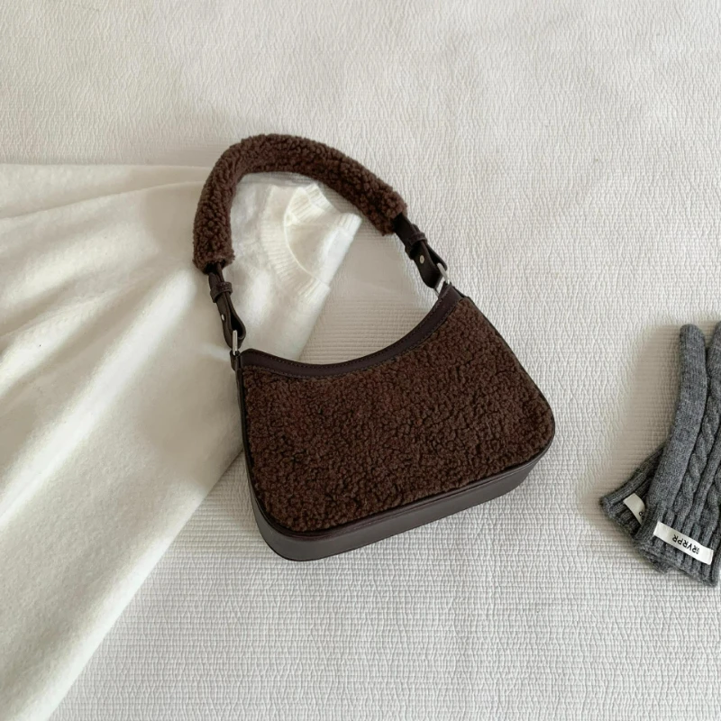 

Fashionable Winter Shoulder Bag Retro PU Patchwork Design Small Square Top Handle Bag for Women Texture Versatile Commuting Bag