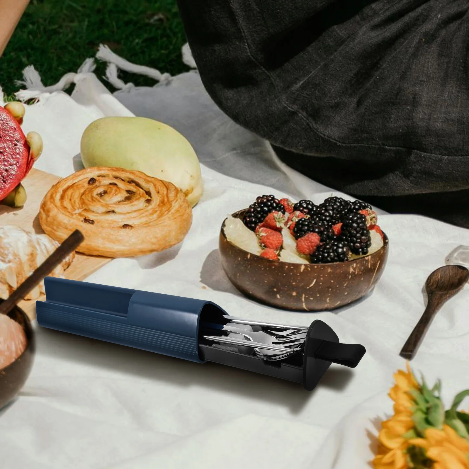 

1Set Travel Utensil Set with Case Stainless Steel Fork Spoon Chopsticks for Camping Hiking Picnics Lunch Cutlery Set for Work