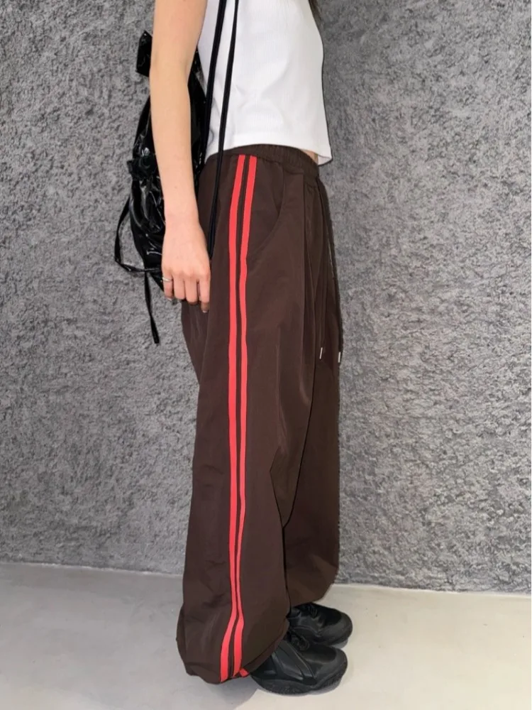 

Deeptonw Y2k Vintage Streetwear High Waist Wide Leg Pant Korean Style Hip Hop Harajuku Striped Patchwork Loose Trousers 2024 Ins