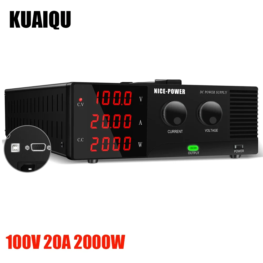 KUAIQU R-SPS10020-232 100V 20A 2000W Ultra High Power Supply Laboratory DC Adjustable Regulated Power Supply RS232/USB Output