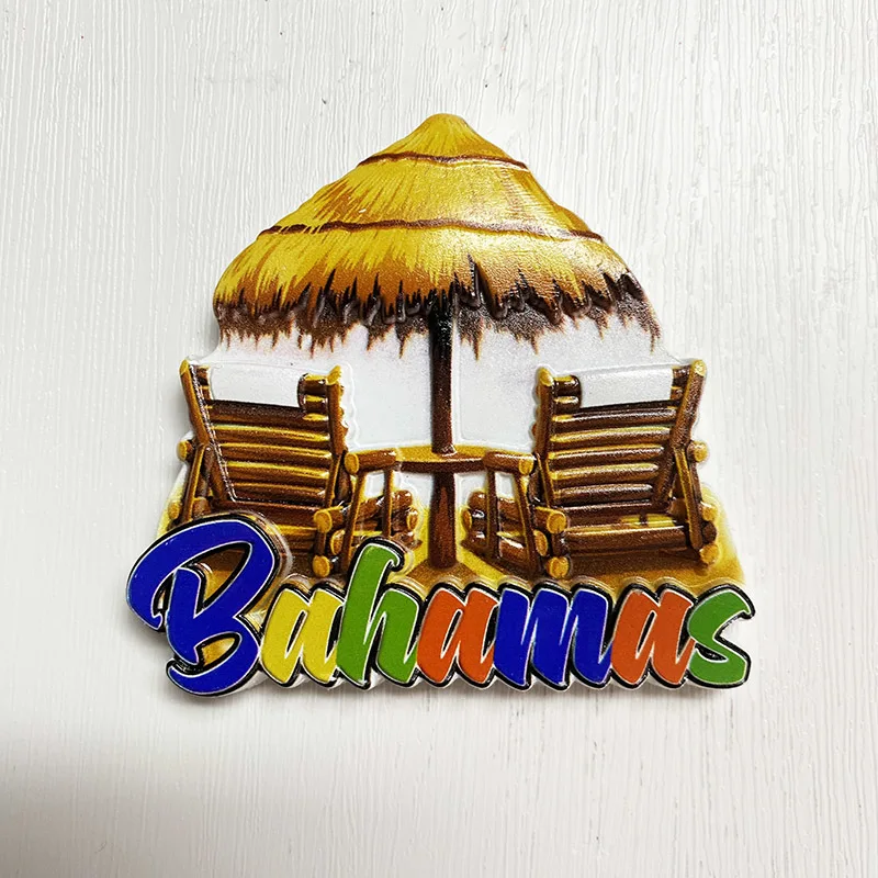 

3D Bahamas Beach Scene Fridge Magnet - Cute Decorative Resin Magnet for Home & Room Decor, Strong Refrigerator Magnets