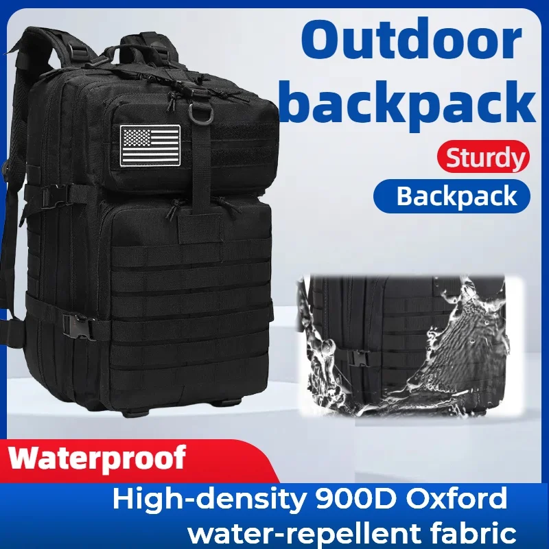 Lightweight Waterproof Tactical Backpack Large Capacity Outdoor HikingCamping Dual-Shoulder Sports Backpack for Travel Adventure
