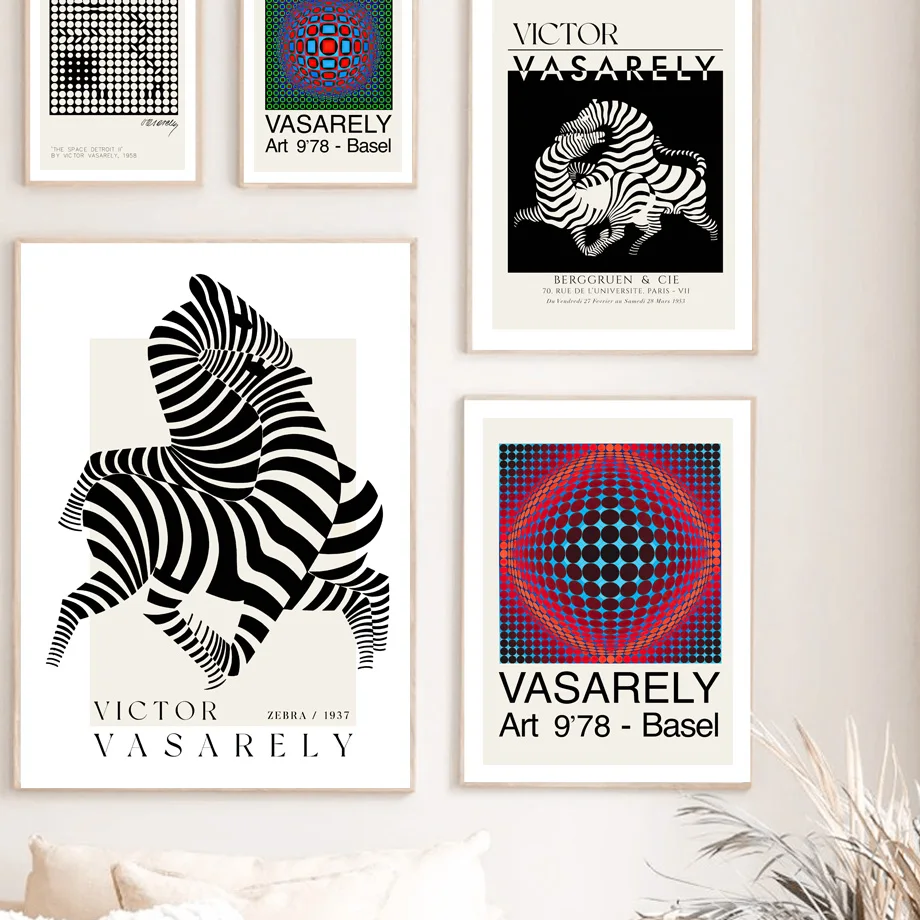 Victor Vasarely Zebra Psychedelische Geometrie Muurkunst Canvas Schilderij Nordic Poster En Print Muurfoto 'S Voor Woonkamer Decor
