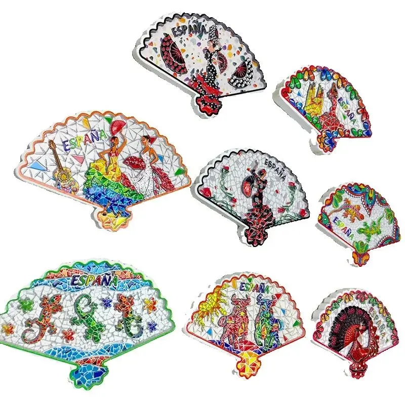 Fan Espana Spain 3D Fridge Magnets Tourism Souvenir Resin Refrigerator Magnets Sticker Collection Handicraft Gift Decoration