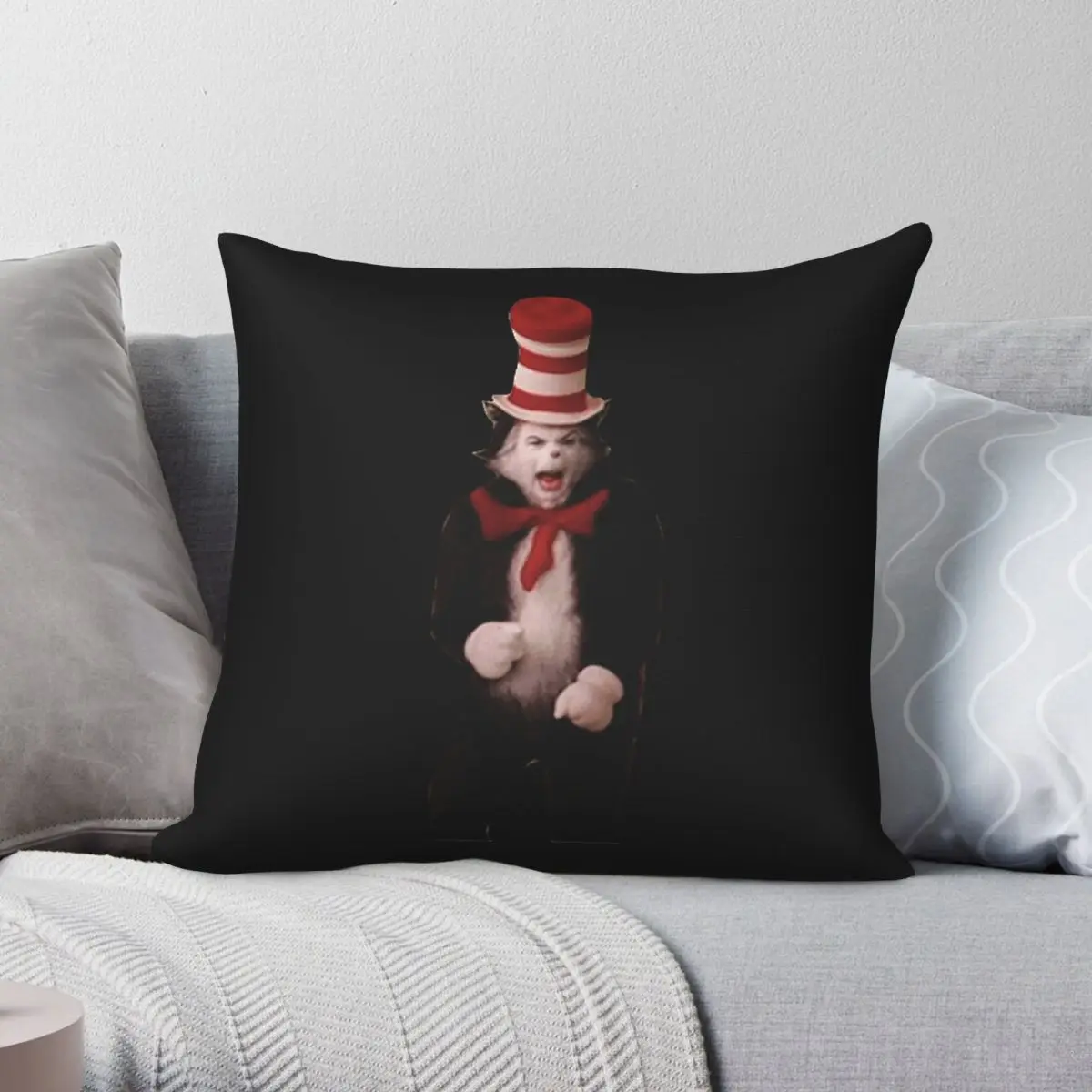 Cat In The Hat Scared Scream Square Pillowcase Polyester Linen Velvet Creative Zip Decorative Throw Pillow Case Car