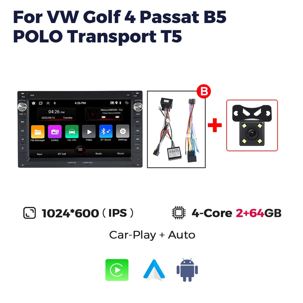MEKEDE & Navifly 7 inch Android 15 Carplay Voor VW Passat B5 MK4 MK5 Golf 4 Polo Bora Jetta T5 GPS Audio Stereo Autoradio Knop RDS