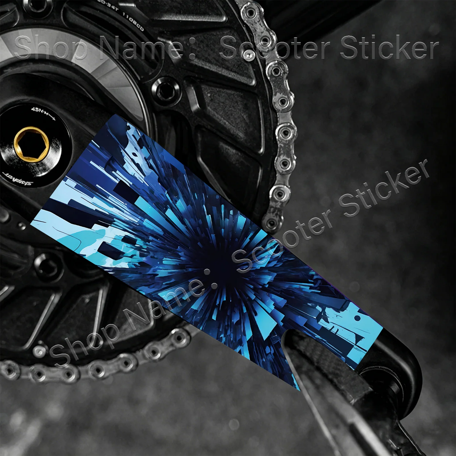 1Pair 2D Flat Blue Burst Crank Arm Vinyl Sticker, Waterproof Decal for MTB Crankset Decor, Holiday Gift