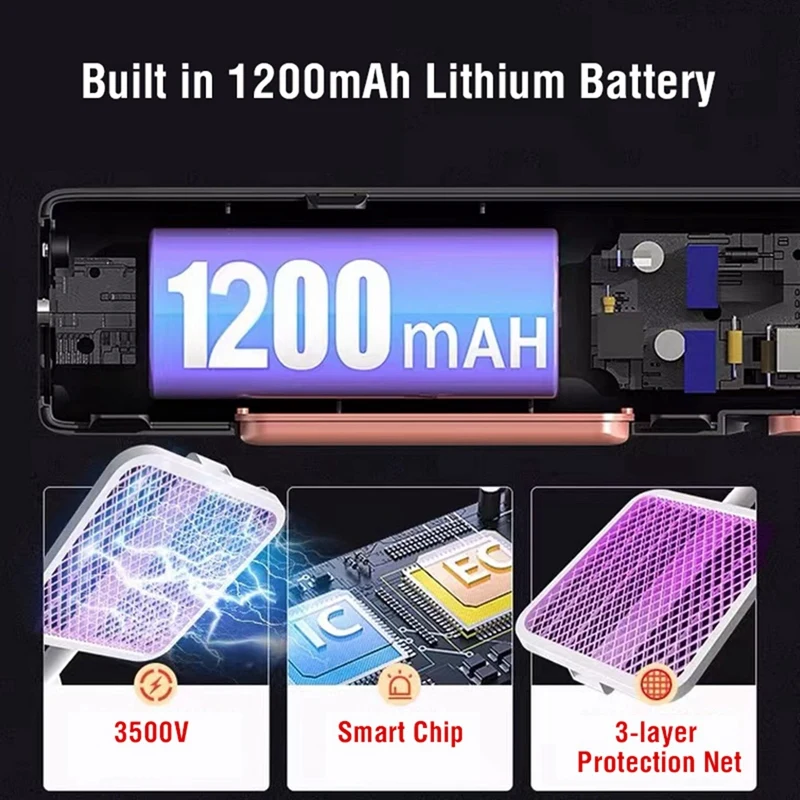 Lo scacciazanzare elettrico pieghevole può respingere le zanzare e scacciamosche batteria retrattile al litio Base di ricarica USB
