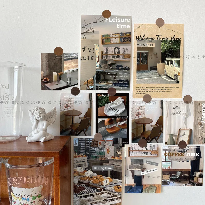 การ์ดข้อความ INS ระดับไฮเอนด์สไตล์เกาหลี 15 ใบ โปสการ์ด สติกเกอร์ภาพยนตร์ โปสเตอร์ผสม และสติกเกอร์ตกแต่งผนังห้องนอนในร่ม