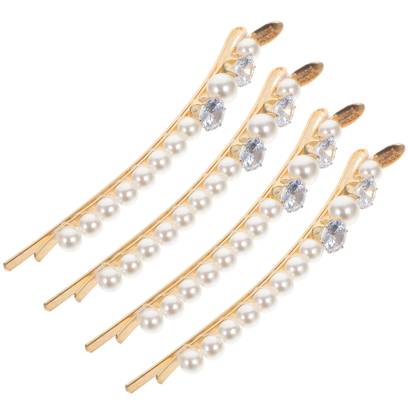 

4 шт., зажимы с жемчугом, декоративные булавки со стразами, прочный металл для женщин, элегантные аксессуары для прически, вечерние, свадебные, выпускные, для девочек-подростков