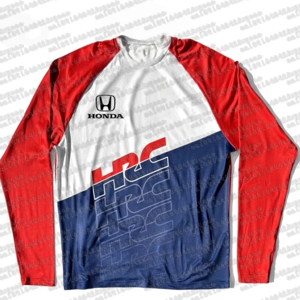 

Футболка Honda HRC с длинными рукавами для верховой езды, топ для мужчин и женщин, внедорожный стиль, 3D-печать, Motociclista Biker Deportiva, быстросохнущая