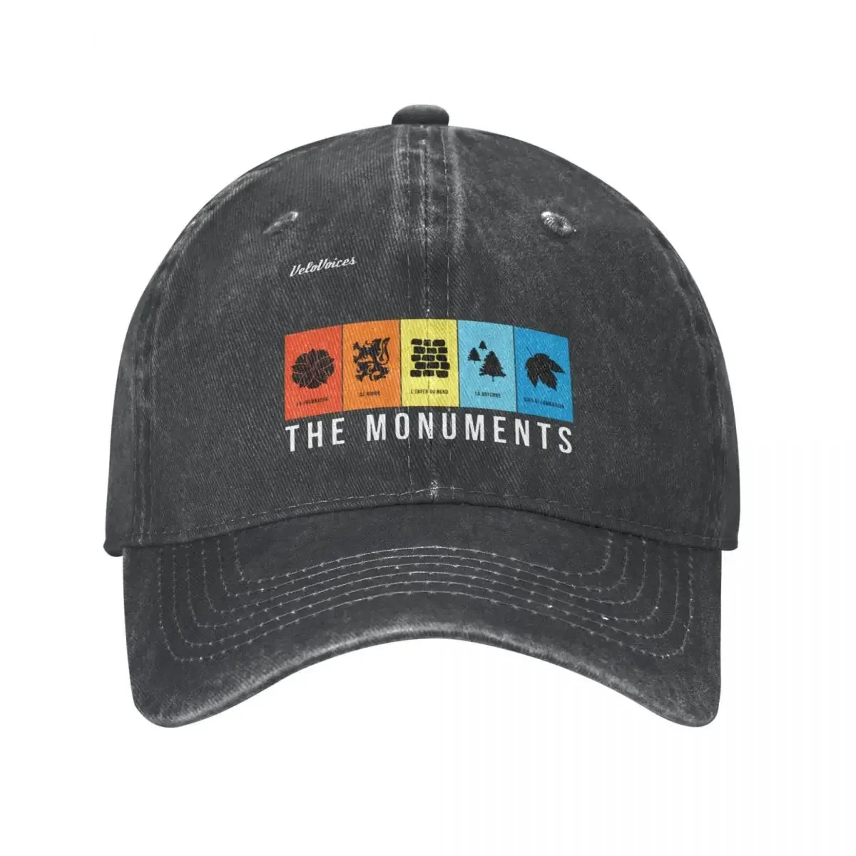 

Vintage VeloVoices Monuments Baseball Caps Distressed Denim Washed Headwear Bike Cycling Bicycle Biking Ride Outdoor Caps Hat