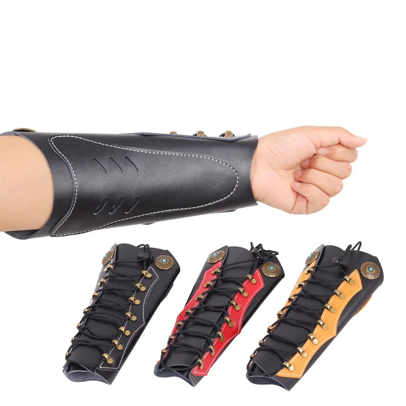 1PC Cowhide Archery Arm Guard Protective Gear Leather Archery Arm Guard Archery Hunting Accessory