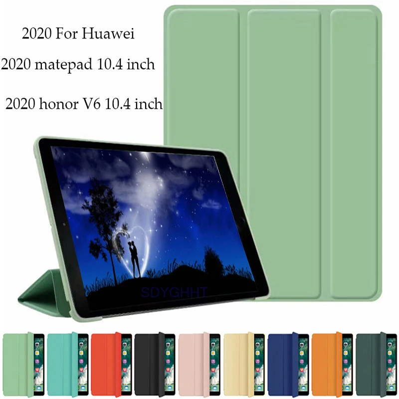 For HuaWei MatePad 10.4 BAH3-AL00 / BAH3-W09 Case PU Soft Silicone Cover for Honor V6 10.4 KRJ-WO9 with Smart Sleep Wake shell