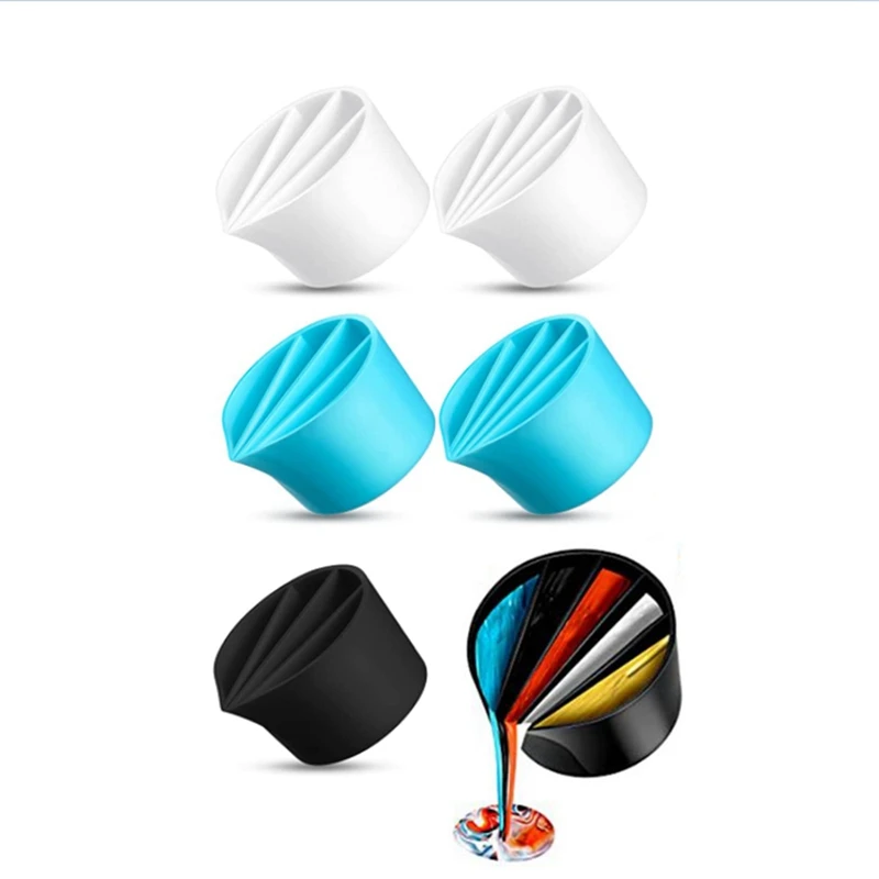 

6 Pieces Split Cup For Paint Pouring, Reusable Silicone Split Cup Art Painting Fluid Cups Silicone Pouring Divided Cup