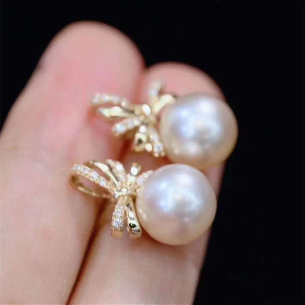 

DIY Pearl Accessories G18K Pearl Jade Earrings Empty Fashion Pearl Earrings Female 7-9mm Beads G292