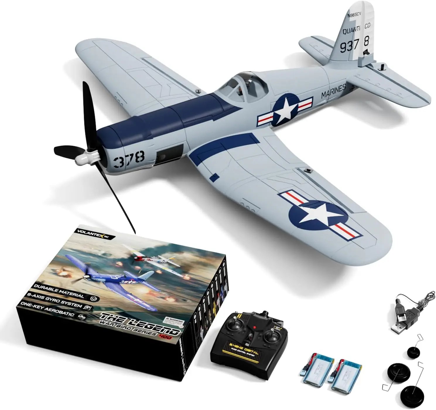 RC Plane, 4CH Remote Control Airplane for Beginners | F4U Corsair WWII RC Airplane, Aileron, 2.4Ghz, Xpilot Self Righting, One K