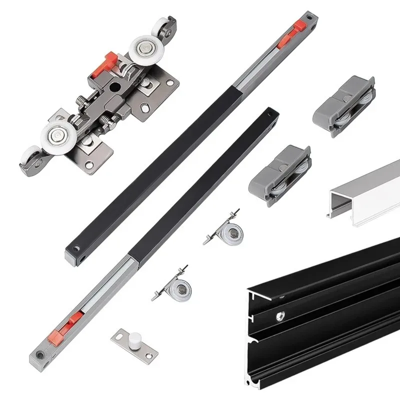 Ghost door invisible track hanger hardware accessories two-way buffer push-pull translation door trackless wooden door pulley