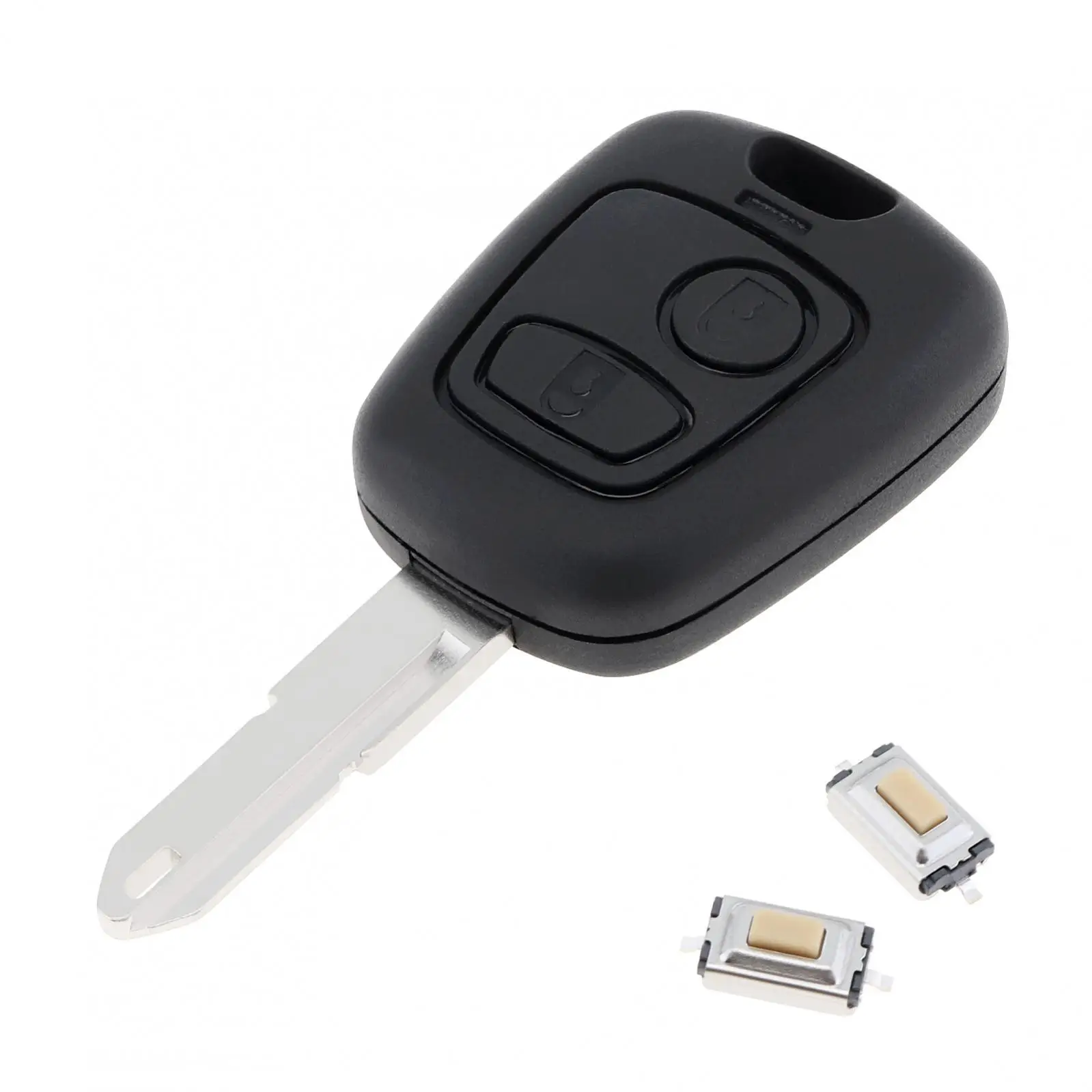 Coque de clé à distance de voiture à 2 boutons avec lame 206 et 2 micro-interrupteurs, adaptée pour KIT 106, 206, 306, 406