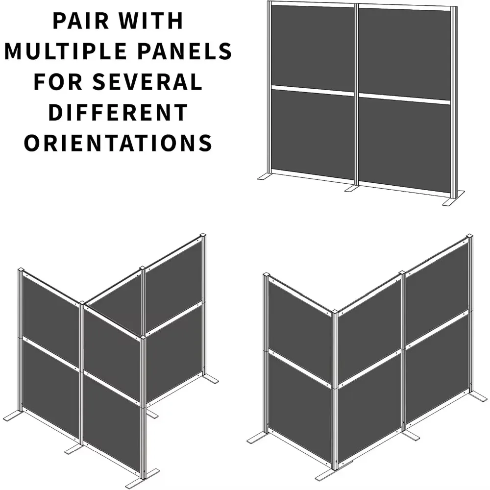 Modular wall system, 2 PET panels, modern professional office dividers, freestanding privacy screen, 66