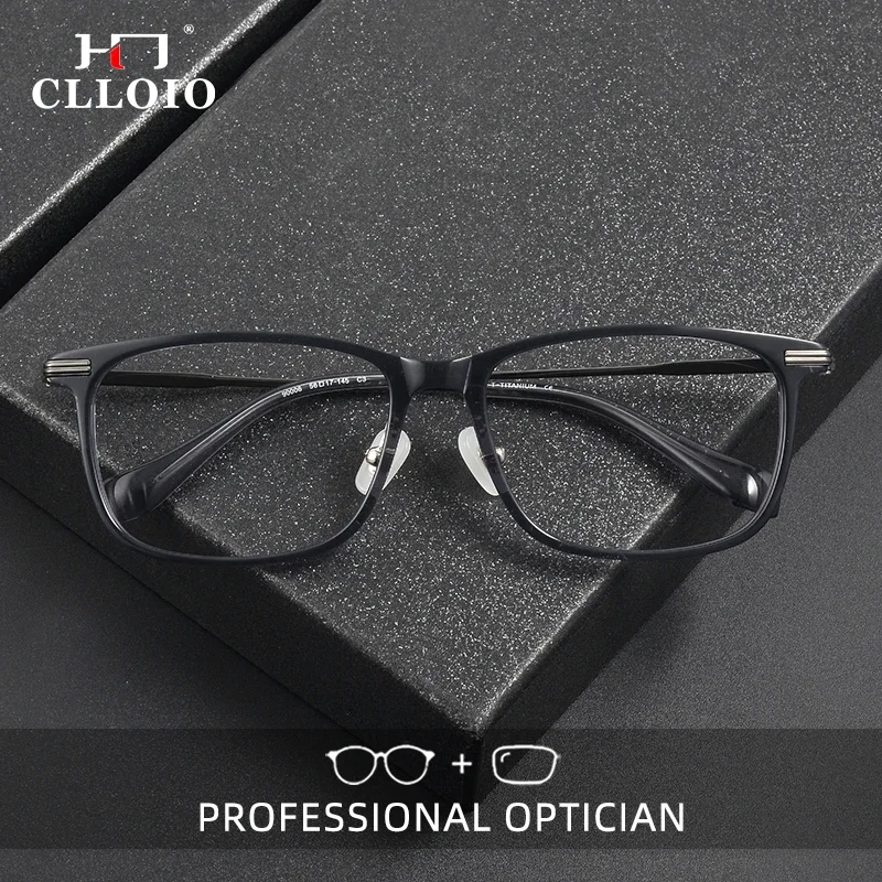 

CLLOIO New Handmade Board Pure Titanium Optical Glasses Men Women Leisure Reading Glasses Anti Blue Light Prescription Eyeglass