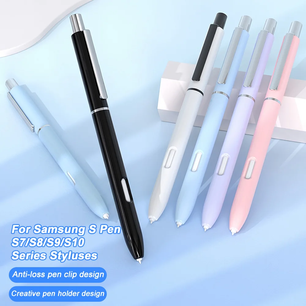 Pen Sleeve Stylus Protective Cover Tablet Touch Pencil Case For Samsung S Pen S7 S8 S9 S10 Anti‑Lost Metal Clip Pen Accessories