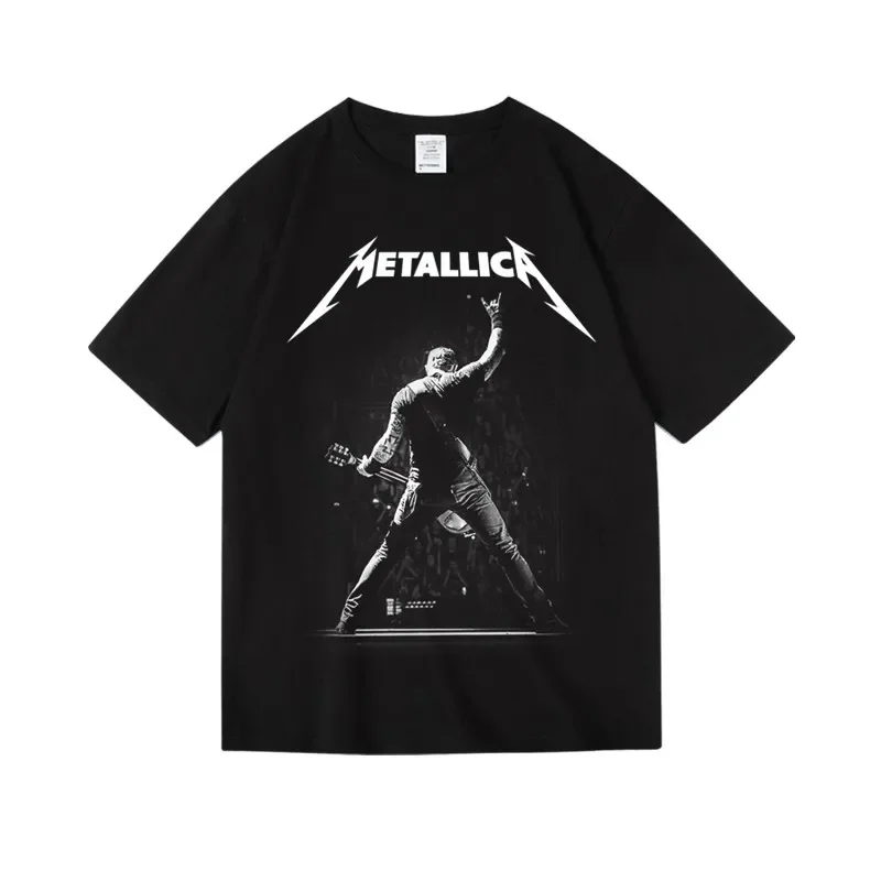 

Summer European and American Rock and Metal Band T-shirt Tops Loose Men Oversized Cotton T Shirt Vintage Unisex Tee Clothing
