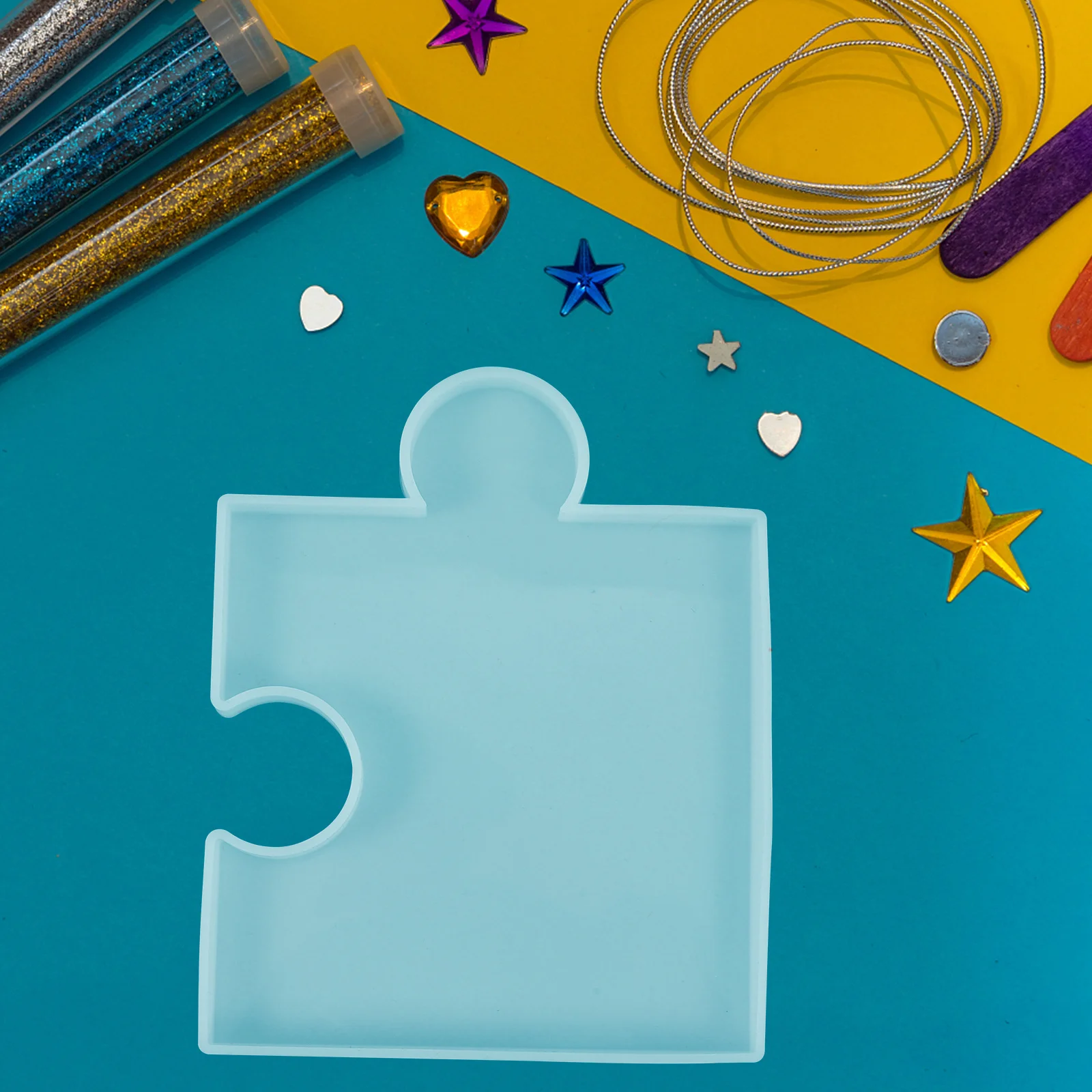 

4pcs Puzzle Coaster Mold 5.5X4.32Inch Silicone Resin Mold Set For Diy Home Decor Epoxy Craft Beginners Coaster Making Supply