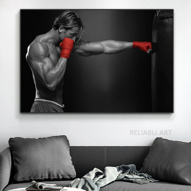 Modern Sportsman Sports Canvas Painting Wall Art Exercise Build Muscular Man Wall Pictures Posters for Gym Boys Room Decoration