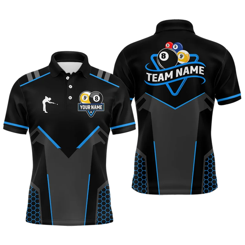 Fashion Billiards Graphic Polo Shirts For Men Personalized Custom Name 3D Printed Sports Polo Shirt Trend Breathable Loose Tops