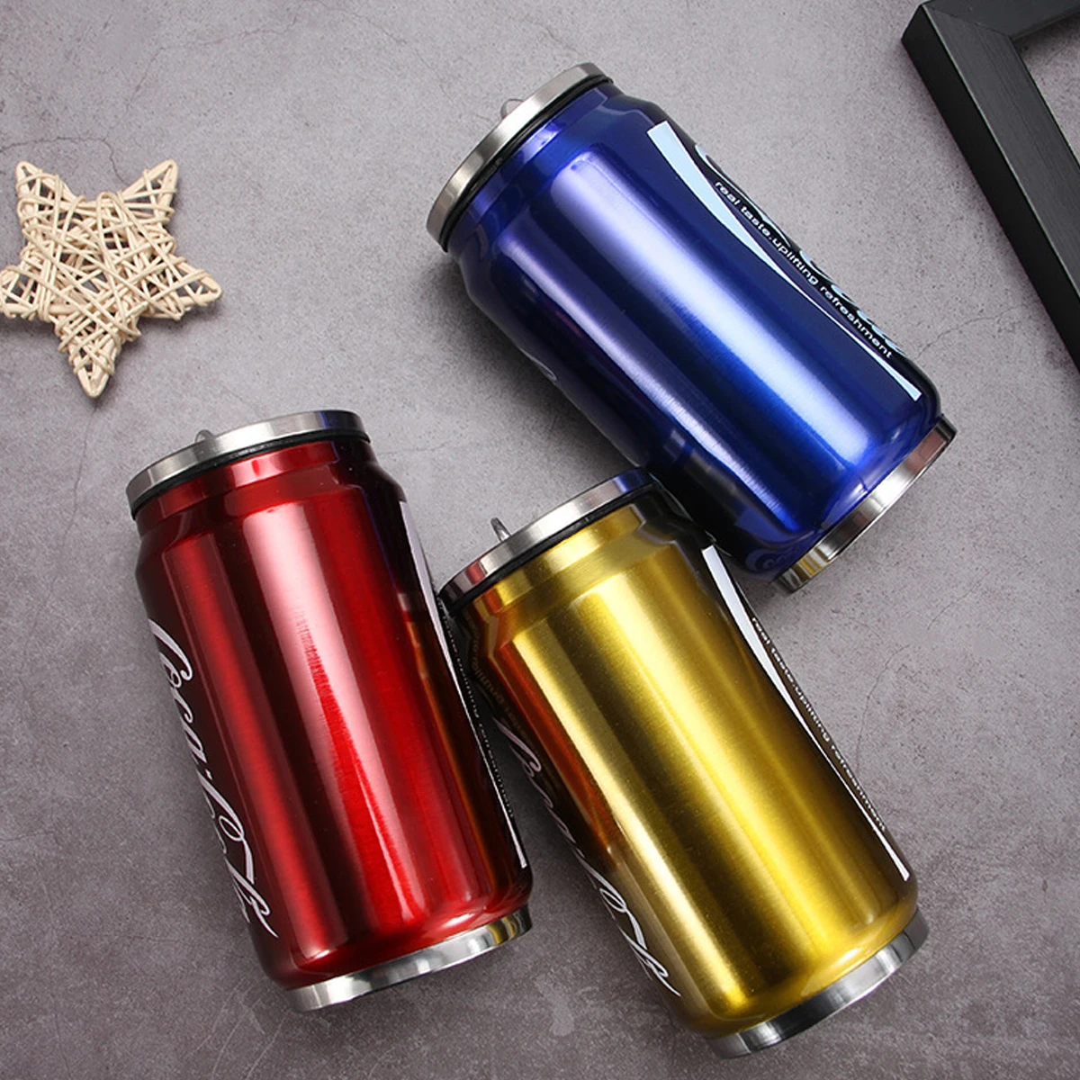 Nuevas latas de Coca Cola, latas de agua potable, tazas de café, tazas de acero inoxidable 304