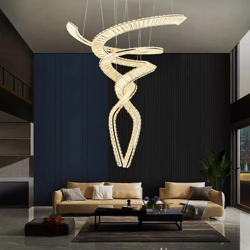 

Modern home decoration crystal chandelier, stair Pendant lamp, living room Pendant lights, interior lighting