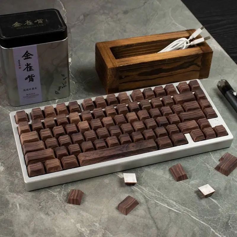 Creative Mechanical Keyboard Keycaps Walnut Pattern Pbt Material Thermal Sublimation Process Tablet Laptop Keyboard Keycaps