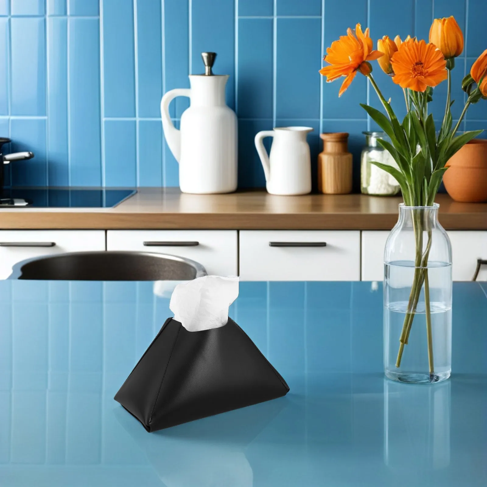 

PU Tissue Box Holder Nordic Modern Style Decorative Tissue Dispenser for Office Bathroom Desk Nightstand