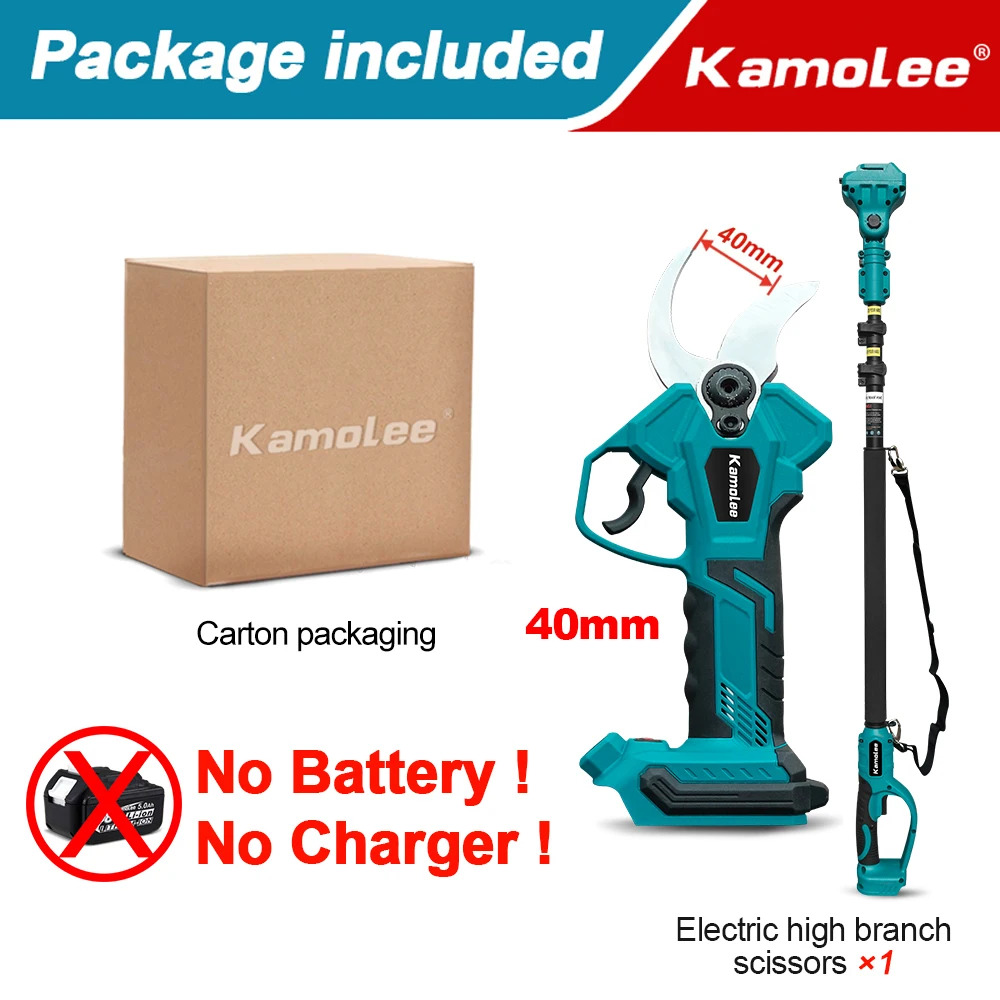 Kamolee 50mm Borstelloze Draadloze Elektrische schaar Snoeischaar snoeischaar Efficiënte Fruitboom Bonsai Snoeien Branche Cutter
