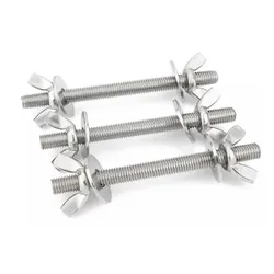 304 Stainless Steel Wall Penetrating Screw Pair Threading Rod Butterfly Hand Twisted Nut Bolt Set M3M4M5
