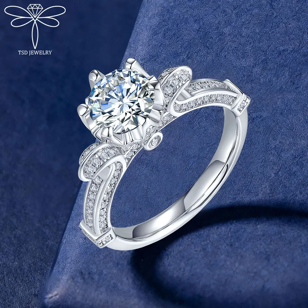 

1.0 Carat Diamond Engagement Ring 925 Sterling Silver Moissanite Eternity Solitaire Rings Women Wedding Fine Jewelry