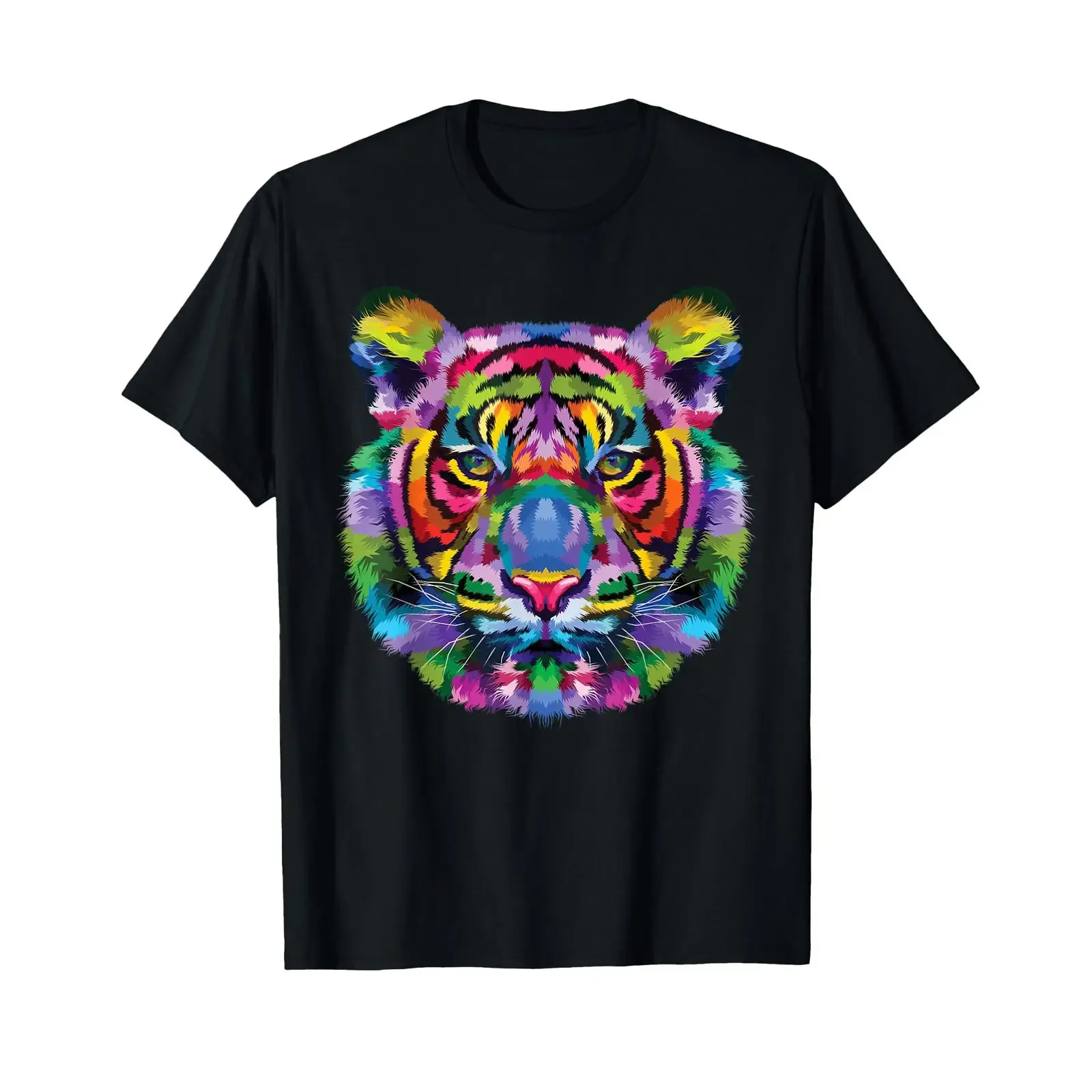 Rainbow Tiger Head Vibrant Royalty Colorful T Shirt vintage Washed Comfortable Unisex Top For Everyday Wear designer clothes
