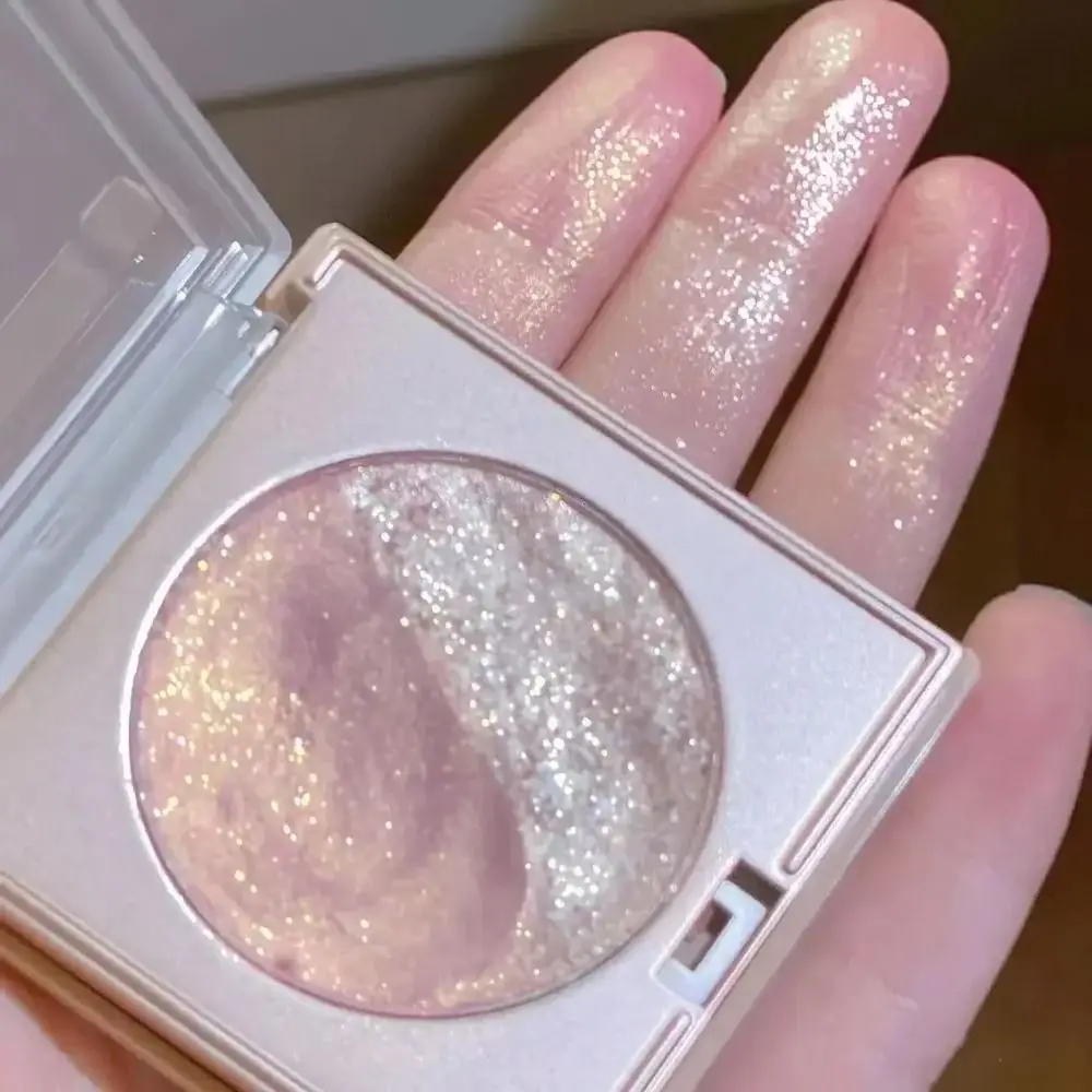 3D Embossed Highlighter Pó Paleta Maquiagem, contorno facial, Shimmer Água Luz Destaque Paleta, Iluminador Cosméticos, 2 cores