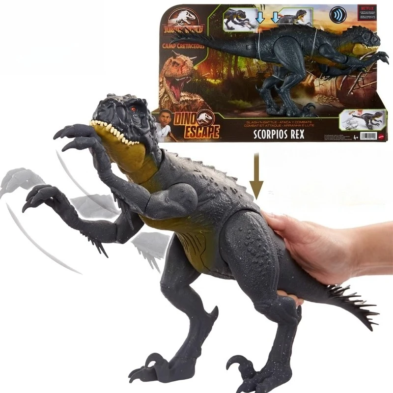 mattel-jurassic-world-dinosaur-action-figure-scorpios-rex-toys-boys-dino-escape-ultimate-damage-anime-sound-effect-birthday-gift