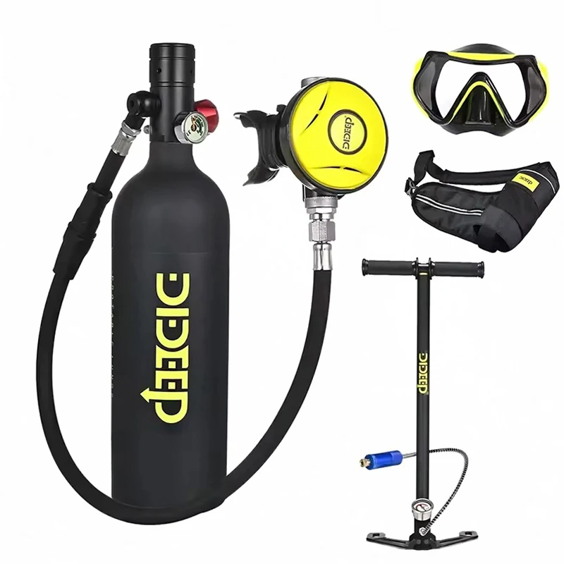 1L Scuba Diving Cylinder Oxygen Tank Set Respirator Air Tank Hand Pump for Snorkeling Buceo Diving Equipment