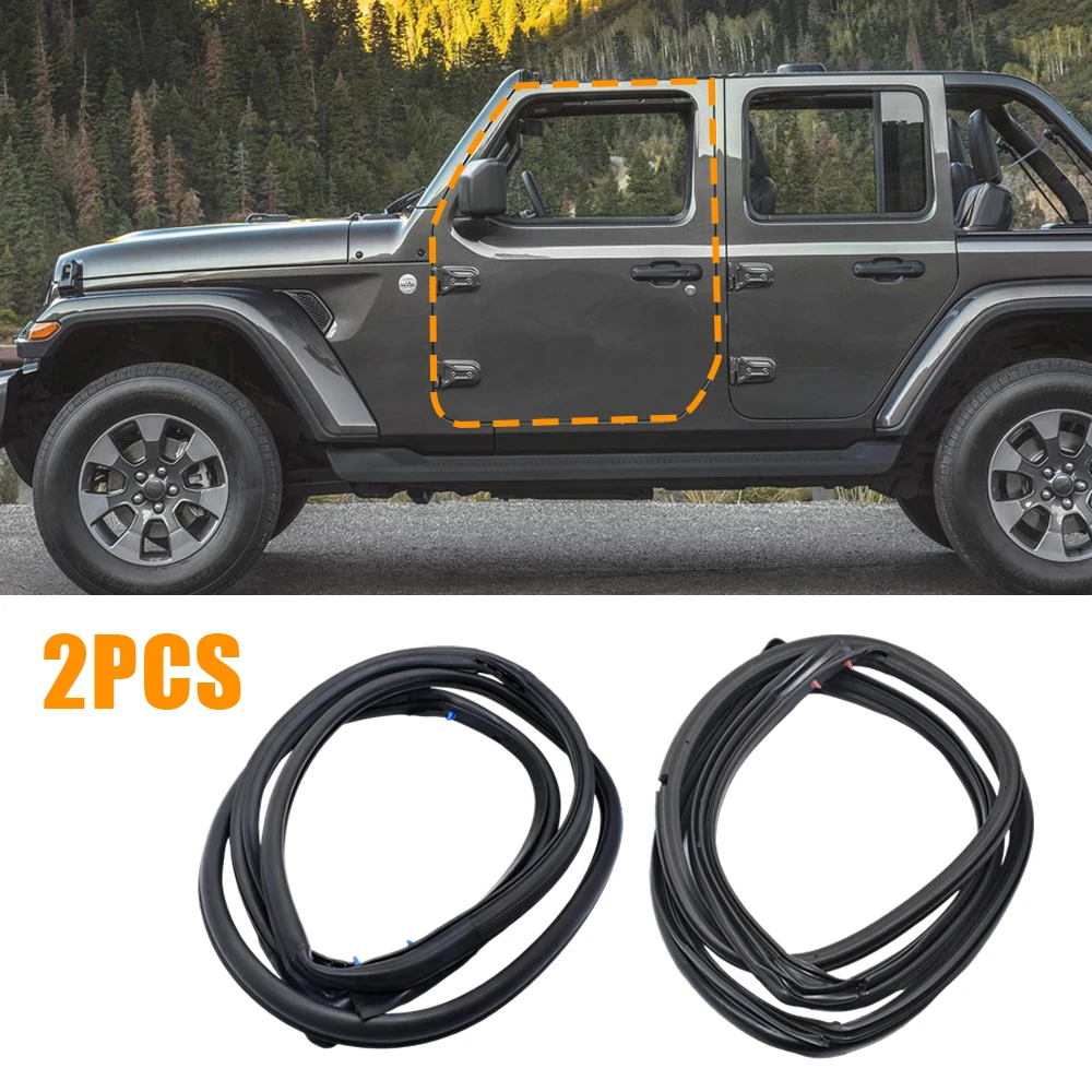2Pcs Front Door Weatherstrip Seal Waterproof Windproof Rubber Strip 55395274AW for Jeep Wrangler JK 2007-2018 Car Accessories