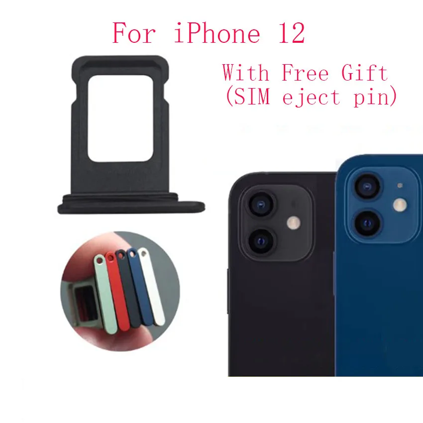 SIM Card Tray For iPhone 12 Reader Connector Socket Holder Slot With Waterproof Sealing Ring Eject Pin Replacement Parts