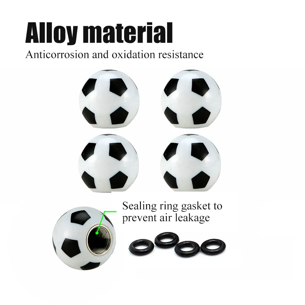 4Pcs/Set Soccer Ball Football Shape Universal Car Bike Truck Motorcycle Wheel Tire Valve Caps Dust Dustproof Cap Tire Decoration