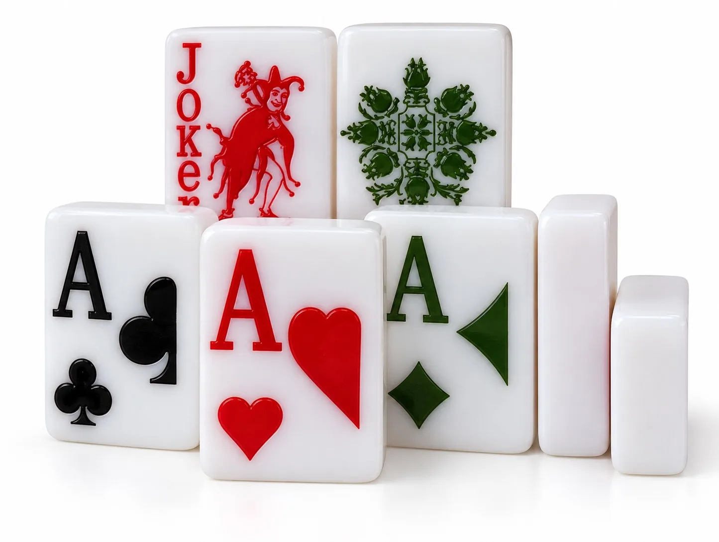 160Pcs White Acrylic American Mahjong Set Poker Pattern Mahjong Tiles 36mm Western Mahjong Game Set for Family Party Tabletop